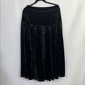 Elegant Black Velvet Skirt Velour Cozy Winter Fall Flowy A Line